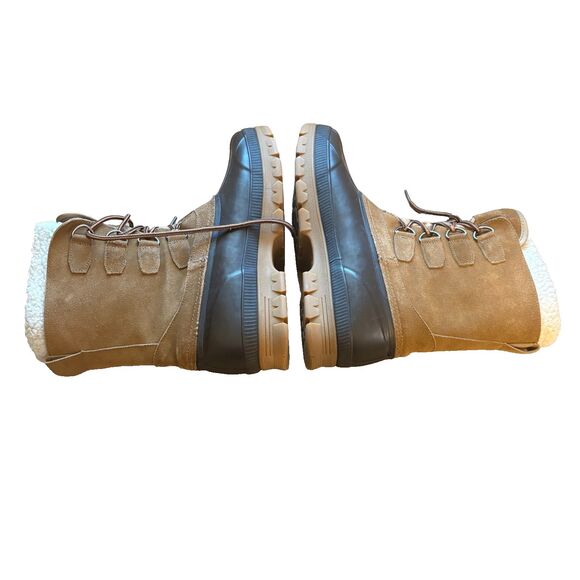 Lands End Expedition Boots Mens 10D Caramel Brown 487501 Suede Snow Mid Calf - Picture 3 of 6